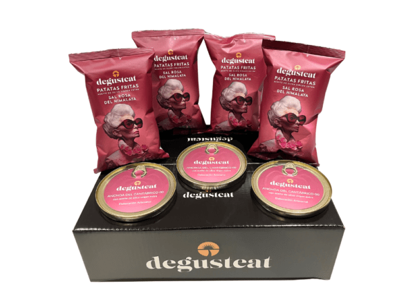 Pack "Anchoas del Cantábrico AOVE" (4 bolsas de patatas fritas 40gr de REGALO)